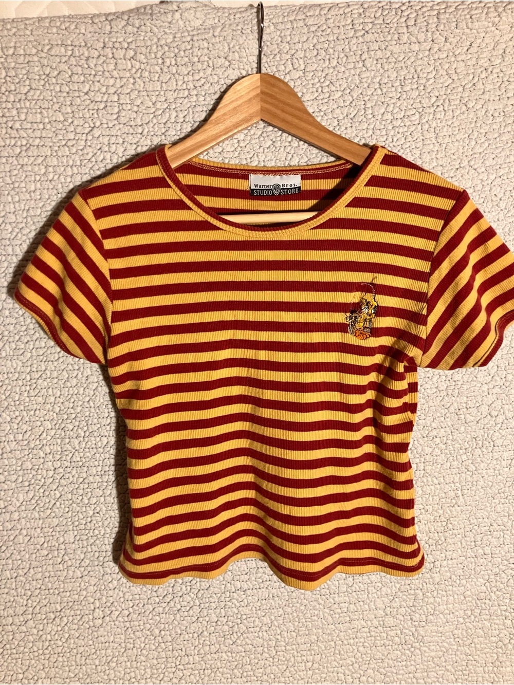 Warner Bros. Striped Short Sleeve Tee in Yellow & Red